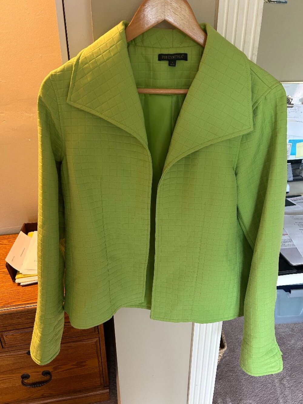 Lime green quilted blazer size large